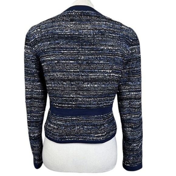 Diane Von Furstenberg Alberta Jacket Navy Multicolor Tweed Size 8 - Picture 5 of 14